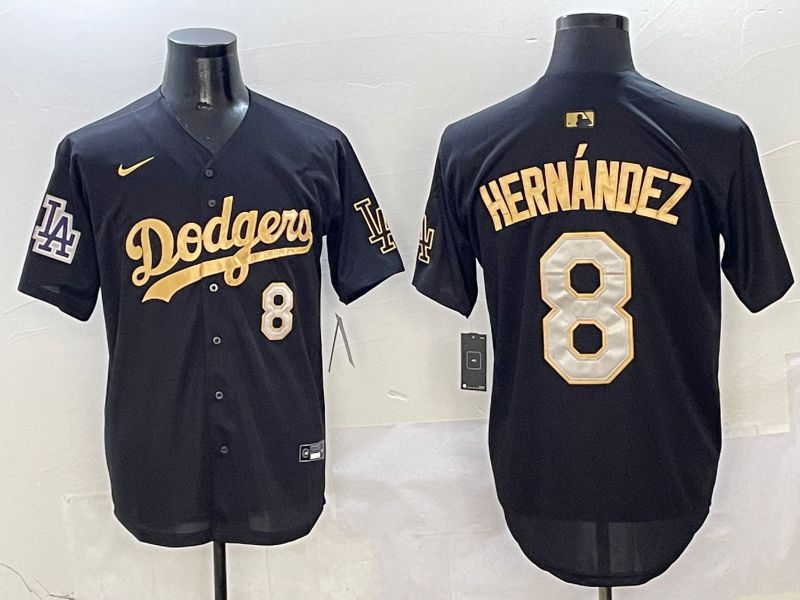 Men Los Angeles Dodgers #8 Hernandez Black Gold Game Nike 2025 MLB Jersey style 1->los angeles dodgers->MLB Jersey
